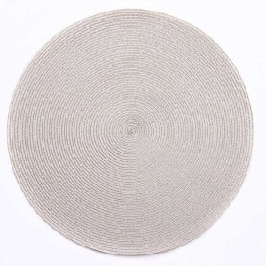Silver Linen Lurex Round Placemat Silver/Dust by Deborah Rhodes