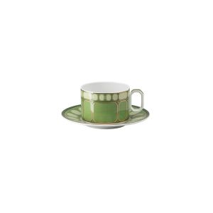 Swarovski Signum Tea Cup & Saucer Fern Green by Rosenthal