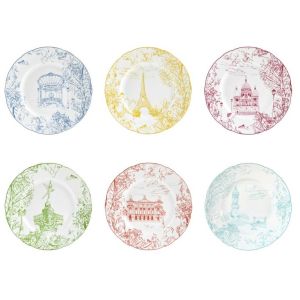 Tout Paris Set Of 6 Assorted Salad Plates by Bernardaud