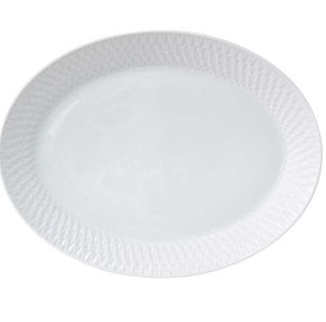 Twist White Oval Platter 15in by Bernardaud