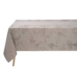 Voliere Beige Tablecloth by Le Jacquard Francais