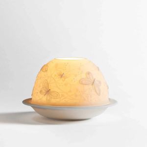 Votivelight With LED Butterfly In Flight by Bernardaud
