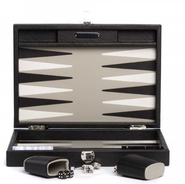 Hector Saxe Backgammon Medium Buffalo Leather Black BM01-Blk