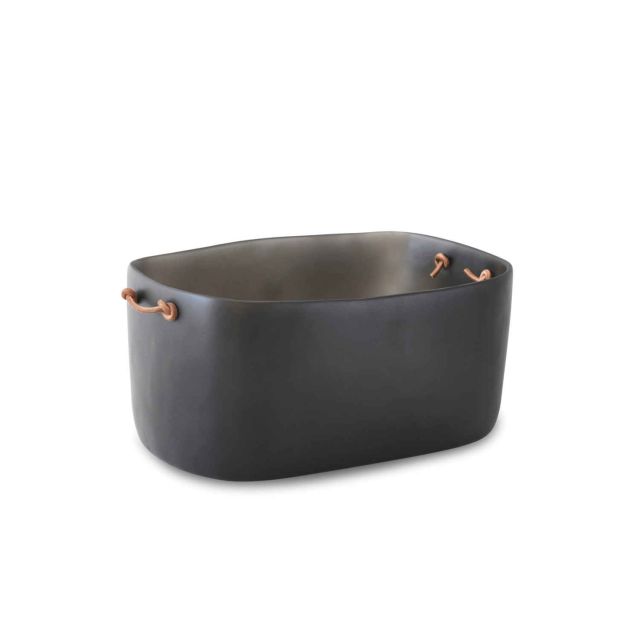 Tina Frey Barware large bucket with leather handles grey D-24-GRY