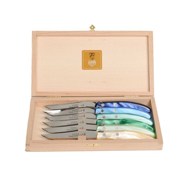 Claude Dozorme Berlingot Table Knives Assorted Acrylic Blue/Green S/6 D2.13.001.14