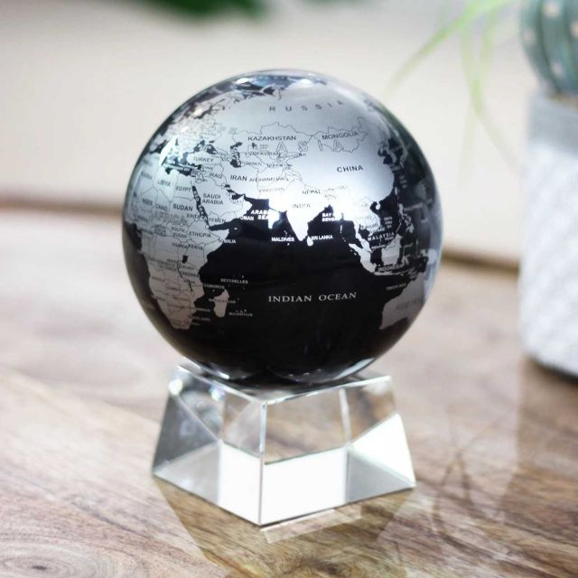 Mova Globes Black Globe 4.5 in w/Crystal Base  MG-45-SBE/45-SCB