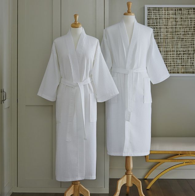 Sferra Edison White - Bath Robe Waffle Weave 77330ROBEWHT
