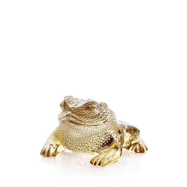 Lalique Gregoire Frog Sculpture Gold Luster 10139400