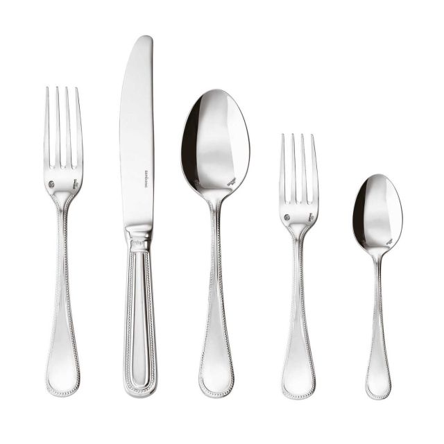 Sambonet Perles Stainless 5 Pcs Place Setting with Solid Handle Knife 52502-93