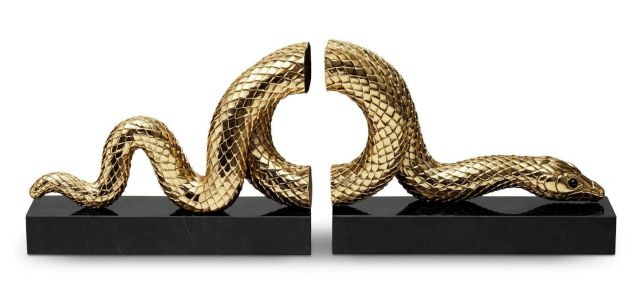 L'Objet Snake Gold Bookend Set DAC853