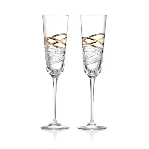 Waterford Aran Mastercraft Flute Gilded Set Of 2 1082484