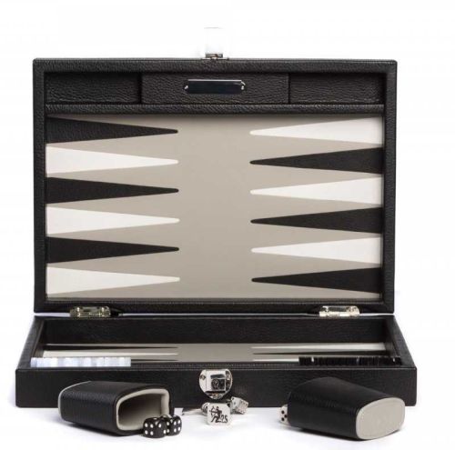 Hector Saxe Backgammon Medium Buffalo Leather Black BM01-Blk