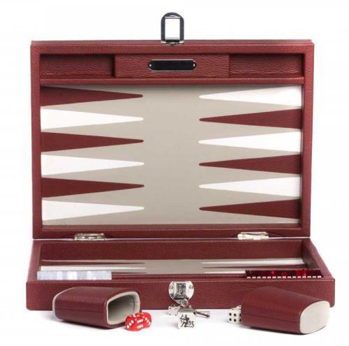 Hector Saxe Backgammon Medium Buffalo Leather Cremisi BM01-Cre