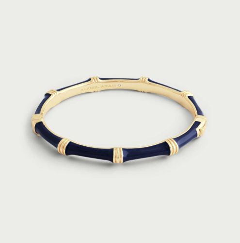 Anabel Aram Bamboo Atlantic Navy Blue Enameled Hinged Bangle 12011112124