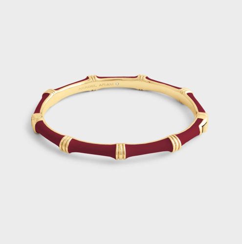 Anabel Aram Bamboo Enameled Hinged Bangle Burgundy 12011123125