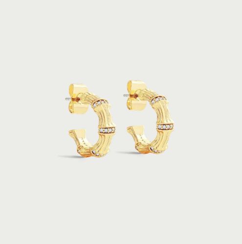 Anabel Aram Bamboo Gold Huggie Hoop Earrings 14011112824