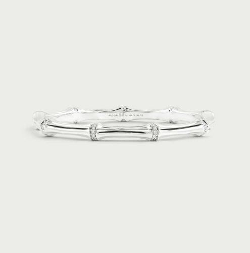 Anabel Aram Bamboo Silver Hinged Bangle 12012112724