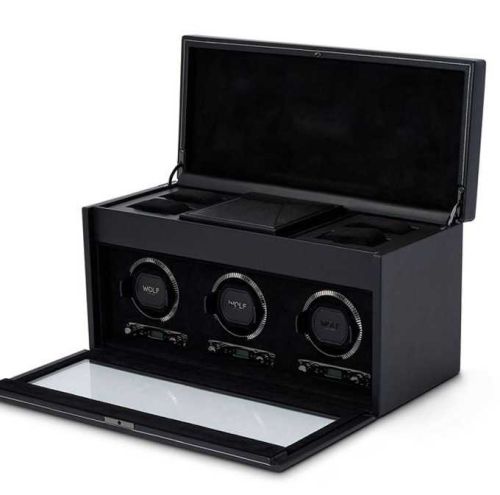 Wolf British Racing   British Racing Triple Watch Winder - Black 792302