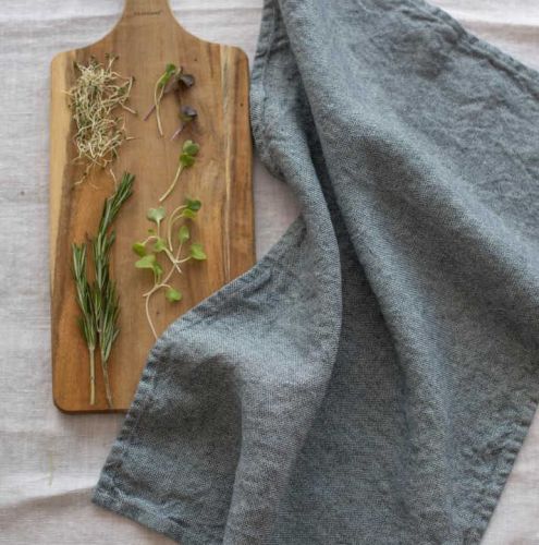 Linen Way Chateau Tea Towel Blue 100% Stonewashed Linen TT.CH.28BL