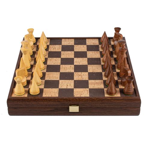 Manopoulos Chess Natural Cork Chessboard With Natural And Brown Chessmen SF40BRO