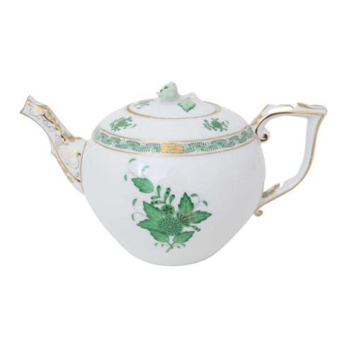 Herend Chinese Bouquet Green Teapot 1.25L, Rose Knob 00604009AV