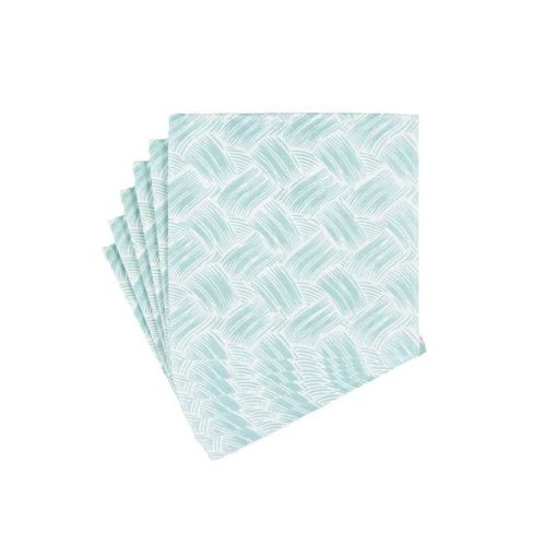 Caspari Cocktail Napkin Paper Linen Basketry Mist 15/Pk 17961CG