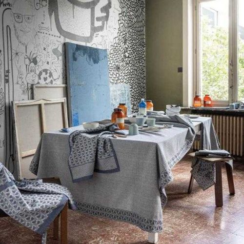 Le Jacquard Francais Empreintes - Blue Tablecloth 59&quot X 86&quot 31237