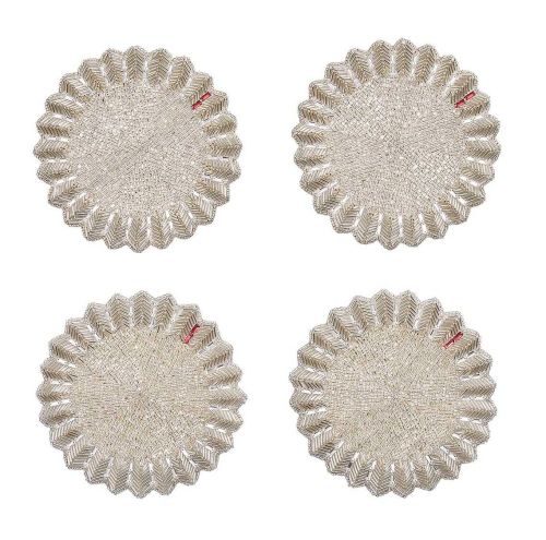 Kim Seybert Etoile Coaster Silver/Crystal Set/4 CO2239213SLVCR
