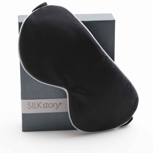 Silk Story  Eye Mask, Pure Silk/Silk Filled Black 1EM12022XX-BL