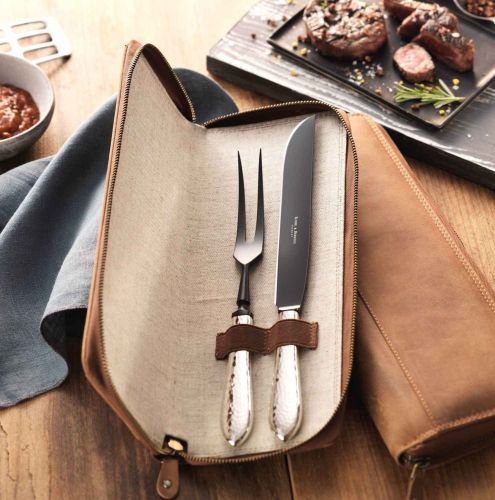 Robbe & Berking Frozen Black Gift Sets Martele Silverplate Carving Set 