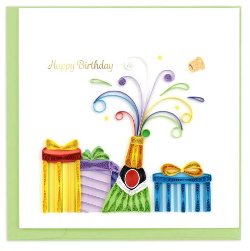 Quilling Greeting Cards Birthday Champagne BD163
