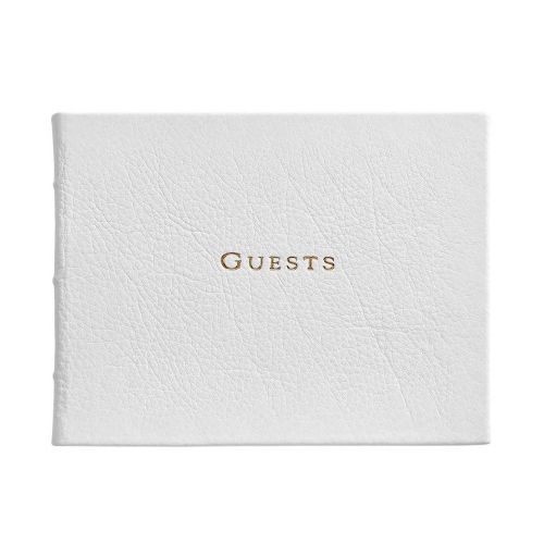 Graphic Image Guest Book White Nappa Cowhide GSBMRBLFLOWHT