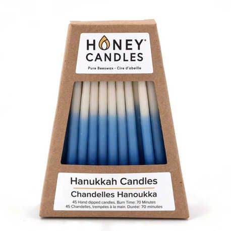 Honey Candles Hanukkah Pure Beeswax Hanukkah Candles - Wht/Bl 45 C0081