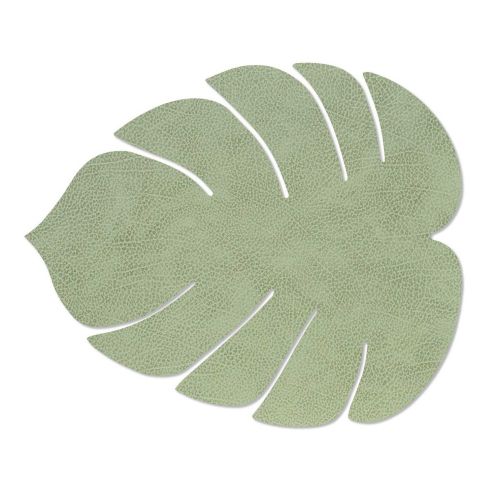 Lind DNA  Table Mat L Monstera Leaf Hippo Olive Green 989950