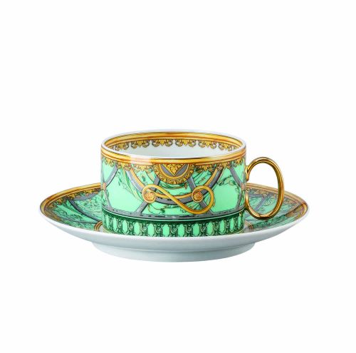 Versace La Scala del Palazzo Verde Tea Cup & Saucer 6 1/4 in 7 oz 19335-403664-14640