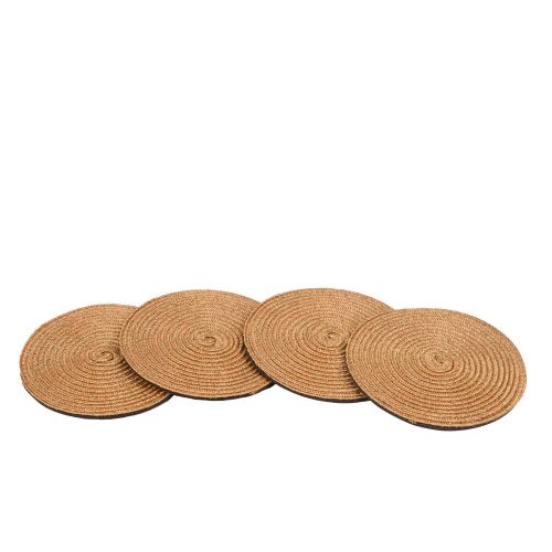 Deborah Rhodes LINEN LUREX Coasters Set/4 Gold H17-6504-GOLD