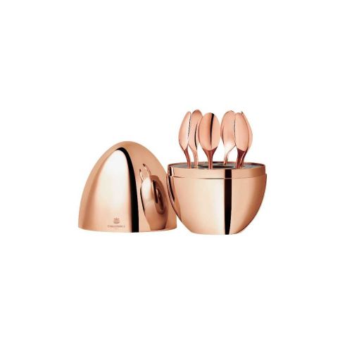 Christofle Mood Rose Gold Set Of 6 Espresso Spoons Gilded Pink Gold B00365636