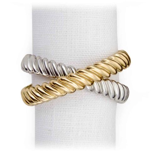 L'Objet Napkin Jewels Deco Twist Platinum + Gold Set of 4 NJ3202
