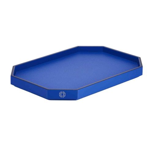 Baccarat Octogone Tray Lacquer Large Blue 2818178