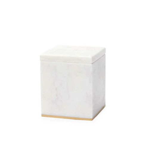 Sferra Pietra  - White/Gold  Marble Storage Jar 3.5X3.5X4.25 800STGJARWGO