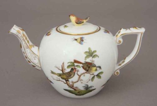 Herend Rothschild Bird Teapot, bird knob .8L 00606-0-05RO