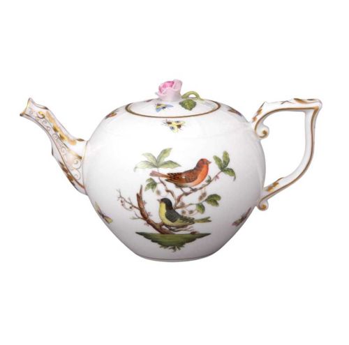 Herend Rothschild Bird Teapot, rose knob 1.25L 00604009RO