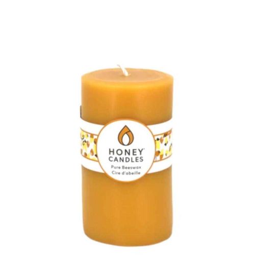 Honey Candles Round Pillar Pure Beeswax 5in Natural C0007