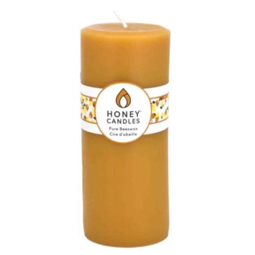 Honey Candles Round Pillar Pure Beeswax 7in Natural C0008