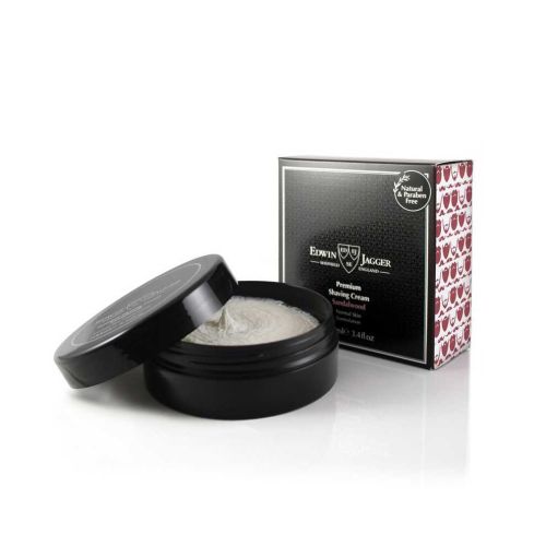 Edwin Jagger Sandalwood Natural Premium shaving cream, Sandalwood, 100ml/3.4fl oz tub and lid  SCSW