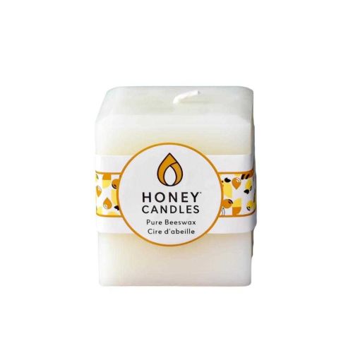 Honey Candles Square Pillar 3&quot Pearl CB026