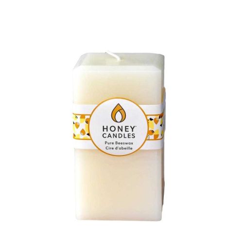 Honey Candles Square Pillar 5&quot Pearl CB046