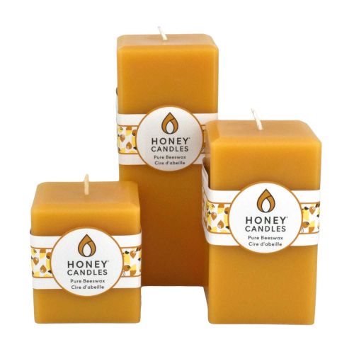 Honey Candles Square Pillar 7&quot Natural C0028