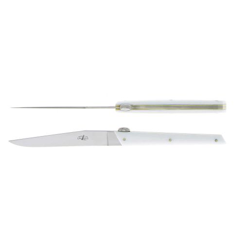 Forge Laguiole Table Knives JY'S White Acrylic Set of 2 T2 JYS BLA