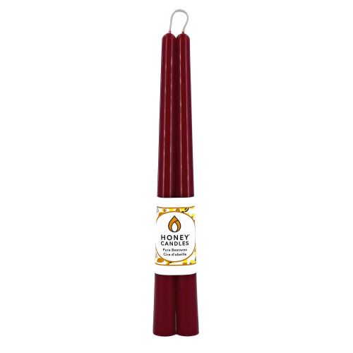 Honey Candles Taper Pairs 12&quot Pure Beeswax 12'' Taper Pair- Burgundy CC001